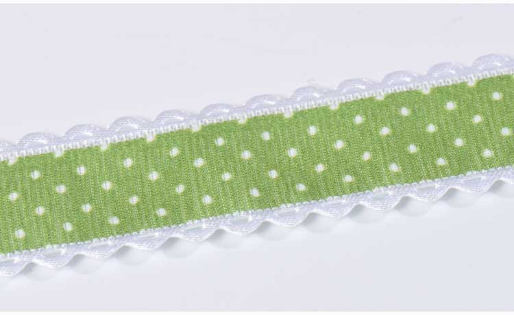 green embossed grosgrain ribbon