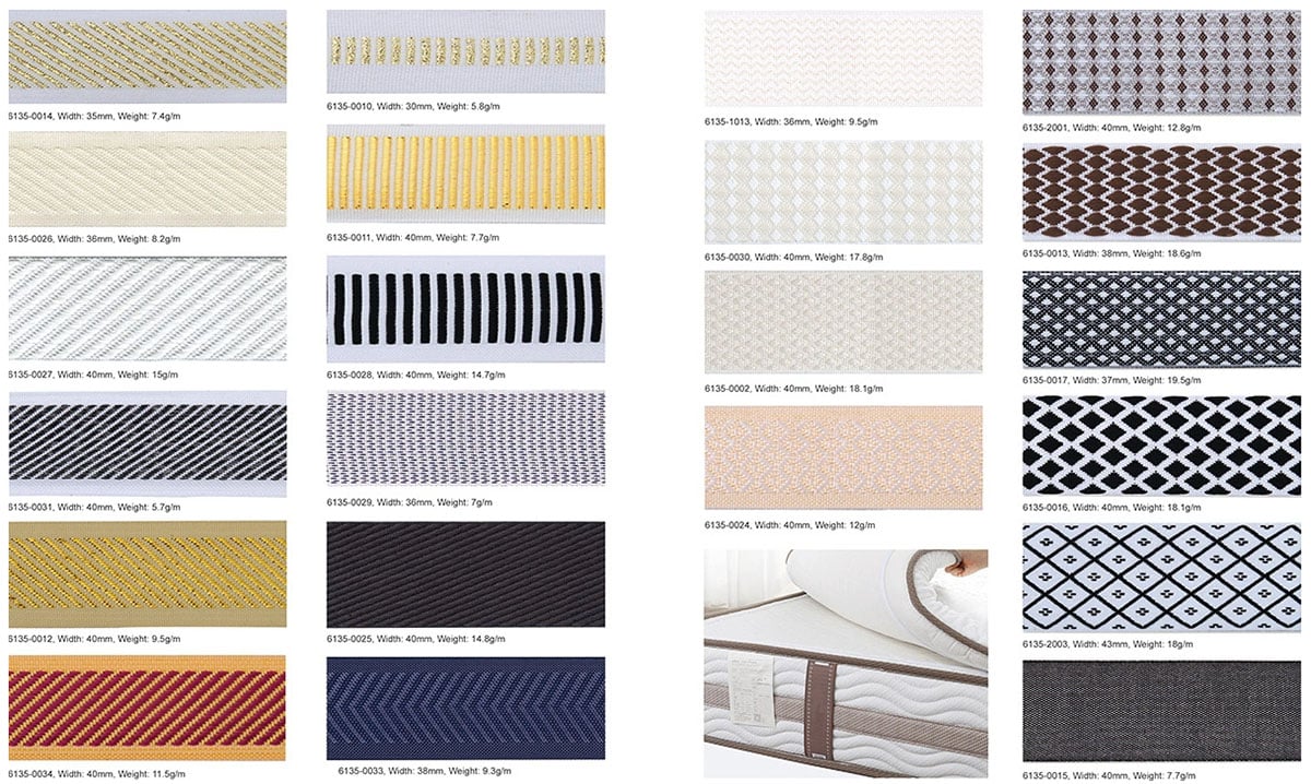 available mattress binding tape colors patterns and edge styles
