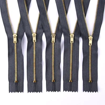 #3 Closed End Brass Zipper with Pin Lock Slider