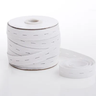 White 15mm Buttonhole Knitted Elastic Tape