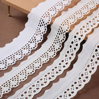 Embroidered Eyelet White Cotton Lace Trim