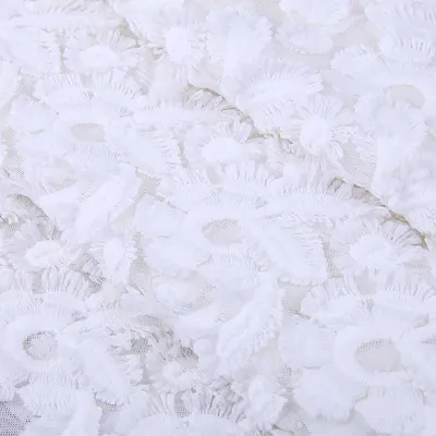 3D Floral Embroidered Water Soluble Lace Fabric