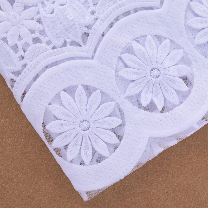 Floral Embroidered Mesh Lace Fabri