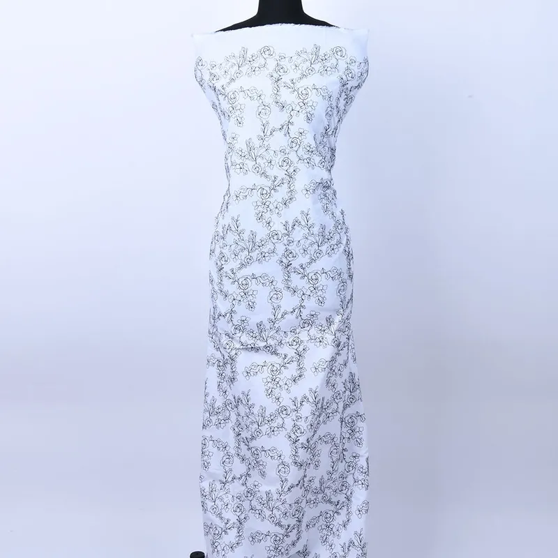 Embroidered Floral Cotton Lace Fabric 135cm