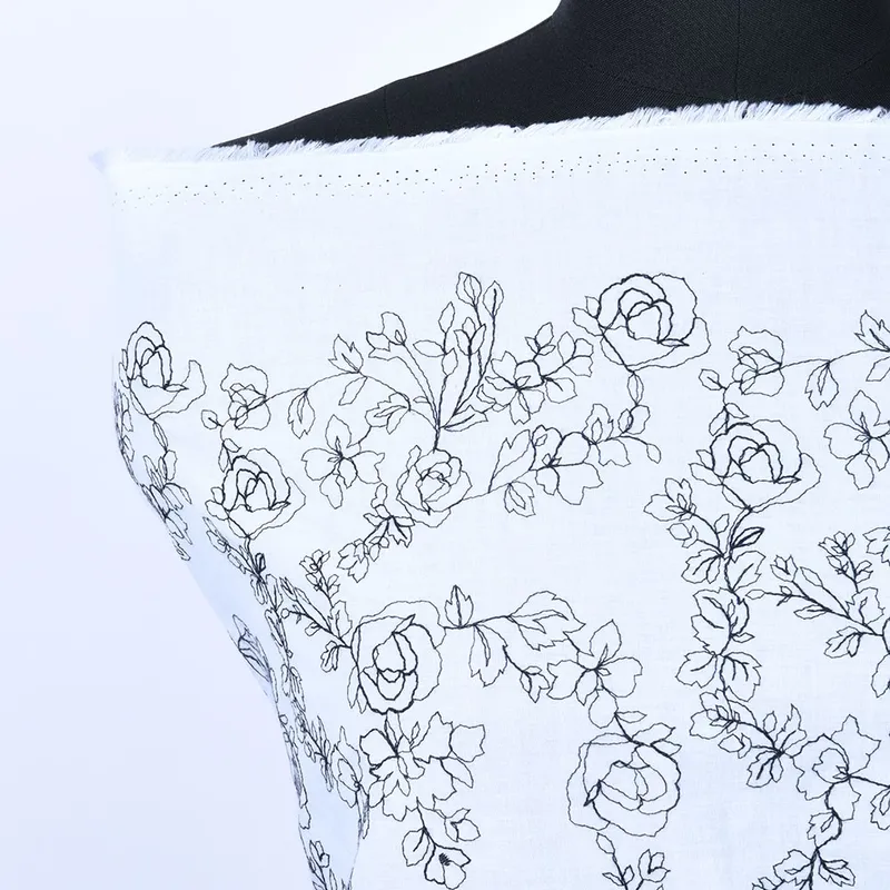 Embroidered Floral Cotton Lace Fabric 135cm