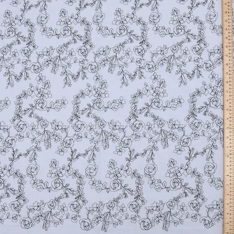 Embroidered Floral Cotton Lace Fabric 135cm