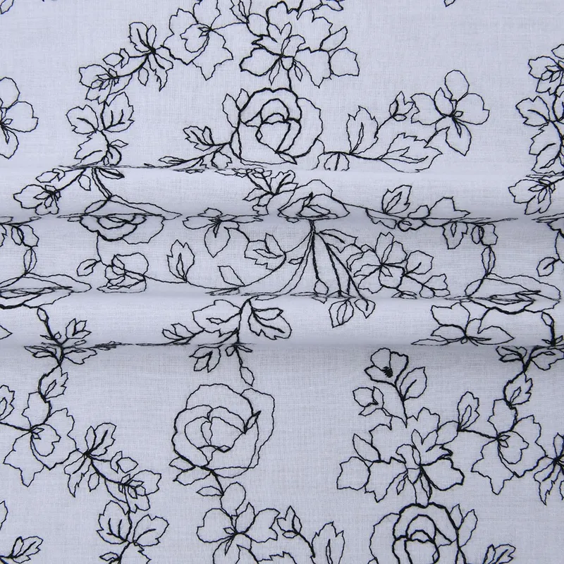 Embroidered Floral Cotton Lace Fabric 135cm