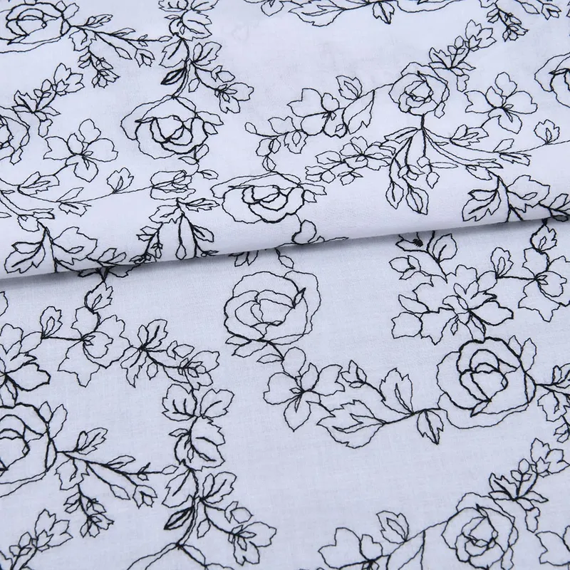 Embroidered Floral Cotton Lace Fabric 135cm
