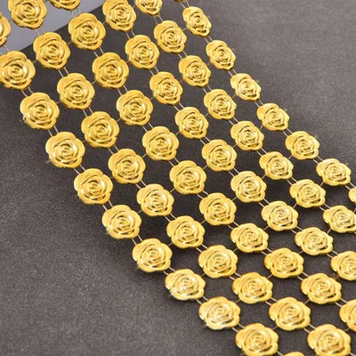 6-Row Yellow Gold Rhinestone Mesh Wrap Roll