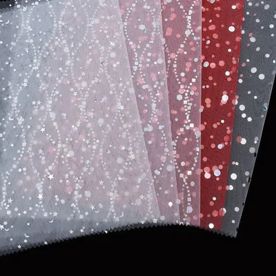 Silver Foiled Glitter Tulle Mesh Fabric