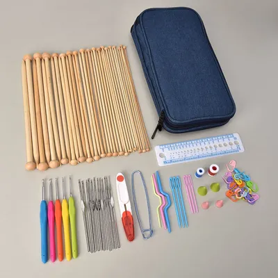 91 Pcs Knitting Needle and Crochet Hook Set in Case