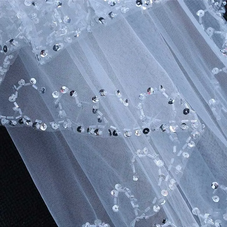 Double Layer Wedding Veil with Sparkle Edged