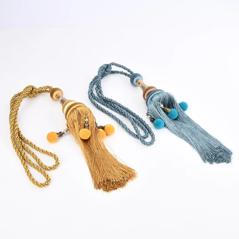 80cm Rayon Pom Pom Curtain Tieback with Tassel