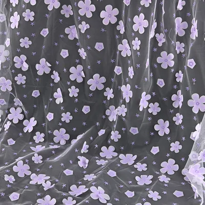 3D Flower Embroidered Mesh Lace Fabric
