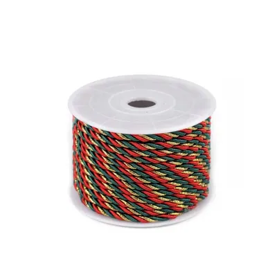 6mm Metallic Gold/Red/Green Twisted Upholstery Cord