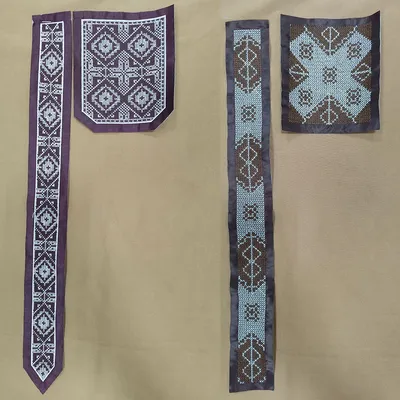 African Kaftan Cross-stitch Embroidery Placket and Pocket