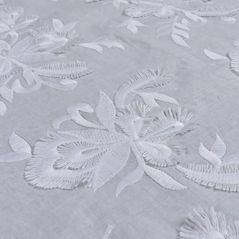 Cotton 3D Floral Embroidery Lace Fabric