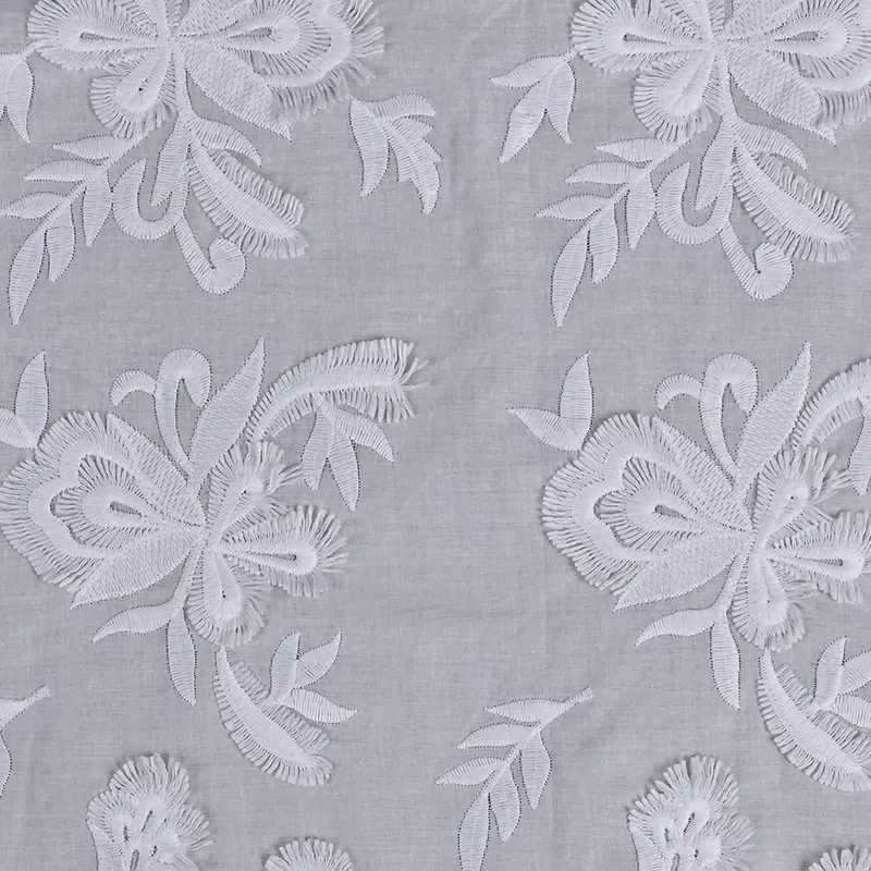 Cotton 3D Floral Embroidery Lace Fabric