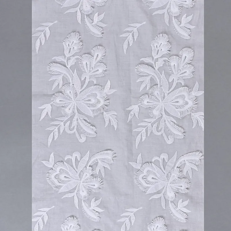 Cotton 3D Floral Embroidery Lace Fabric
