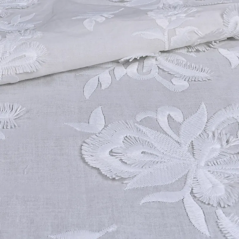 Cotton 3D Floral Embroidery Lace Fabric