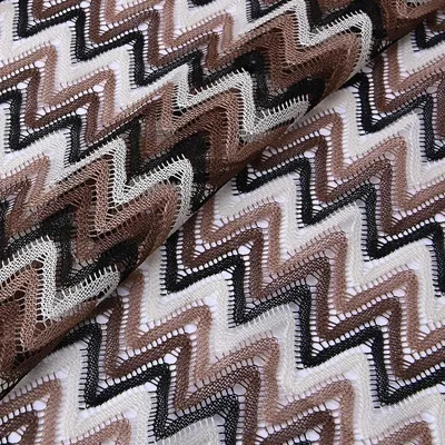 Dyed-Yarn Wave Pattern Polyester Lace Fabric