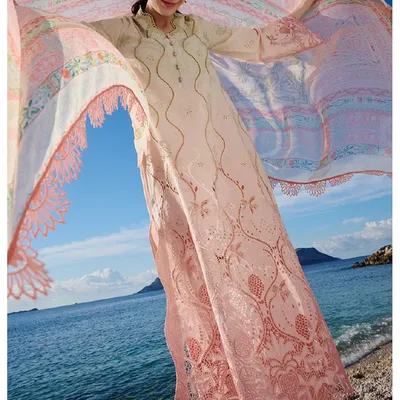 Laser-Cut Embroidered Cotton Lace Fabric