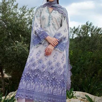 Ombre Embroidered Cotton Lace Fabric