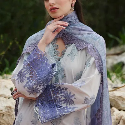 130cm Ombre Embroidered Cotton Lace Fabric