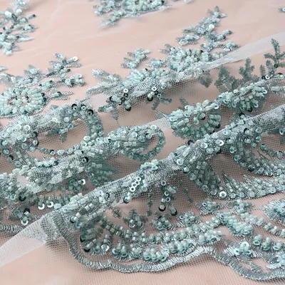 Beaded Sequin Embroidery Lace Dress Fabric