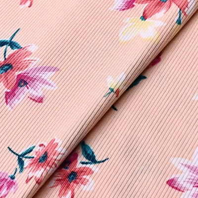 2x2 Printed Brushed Rib Knit Fabric