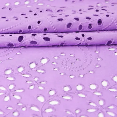 Magenta Cotton Eyelet Embroidered Broderie Anglaise Lace Fabric