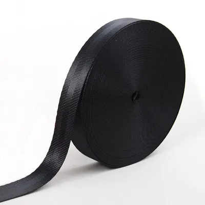25mm Black Polyester Safety Belt Webbing Strap