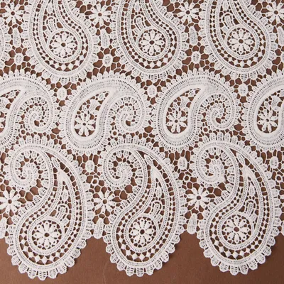 115cm Cotton White Luxury Paisley Chemical Lace Fabric