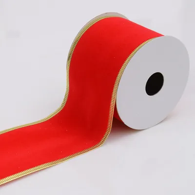 63mm Red Velvet Wired Christmas Ribbon
