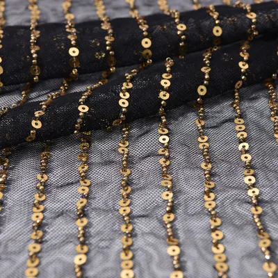 Glued Glitter and Beaded Sequin Lace Fabric