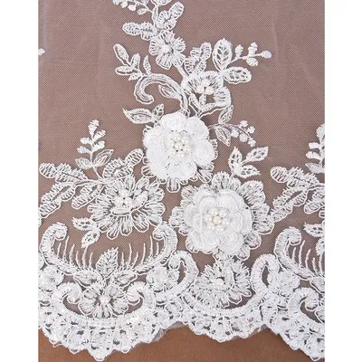 French Beaded 3D Floral Wedding Lace Fabric