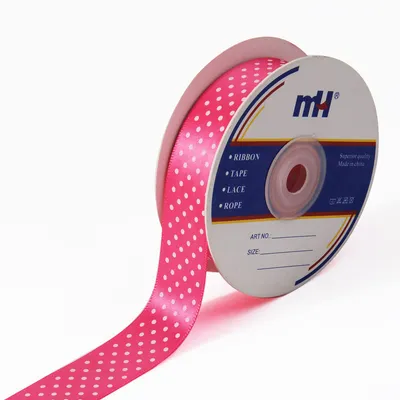 Order Fuchsia Pink Polka Dot Single Faced Satin Ribbon 25mm
