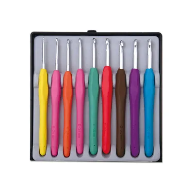 9pcs Aluminum Crochet Hook Set with TPR Handle
