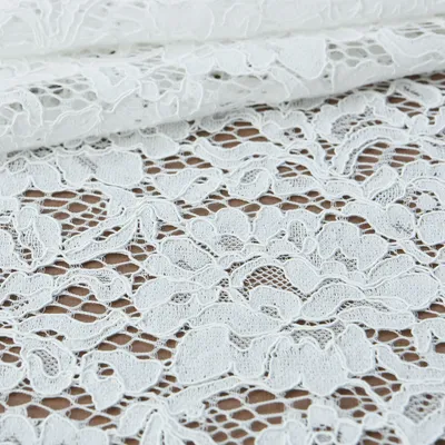 Floral Corded Nylon Cotton Spandex Lace Fabric
