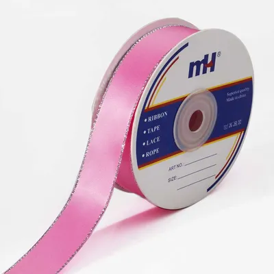 22mm Silver-Edged Polyester Satin Ribbon