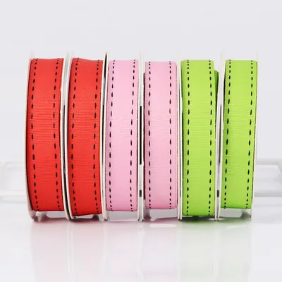 16mm Black Saddle Stitched Grosgrain Ribbon
