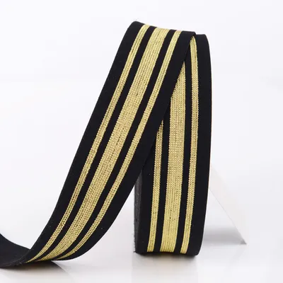38mm Glitter Striped Woven Elastic Band