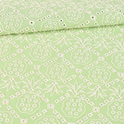 100% Cotton Eyelet Embroidered Lace Fabric (Broderie Anglaise)