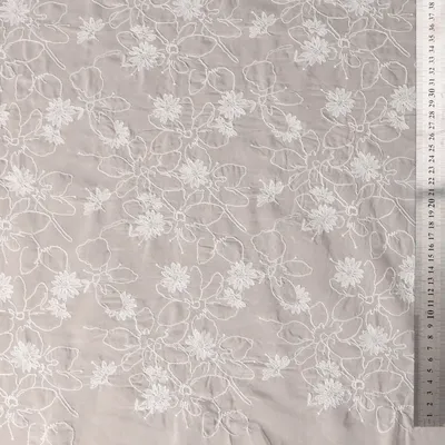 75D Recycled Polyester Embroidered Chiffon Chikankari Fabric
