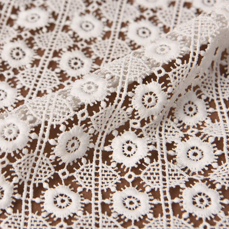 120cm Floral Embroidered Chemical Lace Fabric