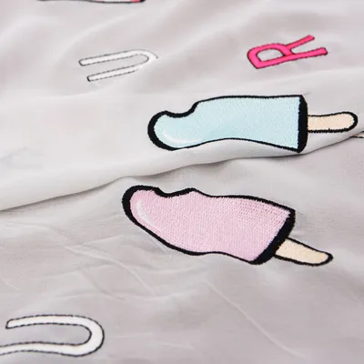 Colorful Popsicle Embroidered Plain White Chiffon Fabric