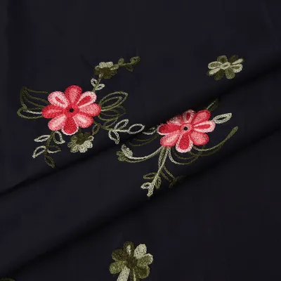 Chain Stitch Embroidered Cotton Lace Fabric