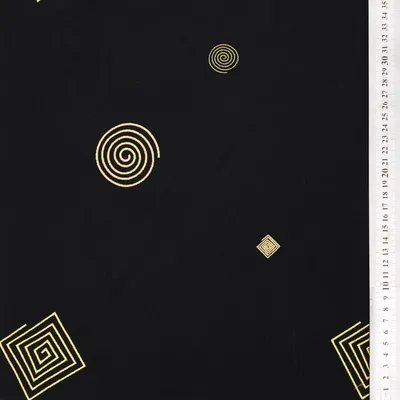 Geometric Embroidered Black Velvet Fabric