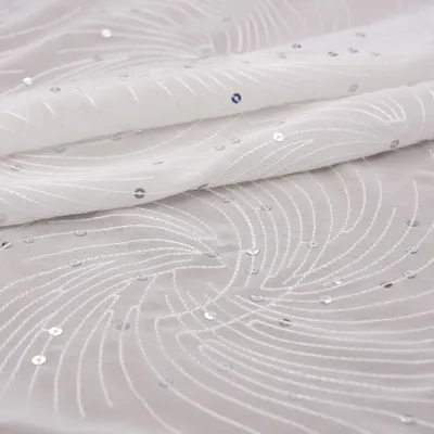 Chiffon Sequin Tulle Embroidered Fabric