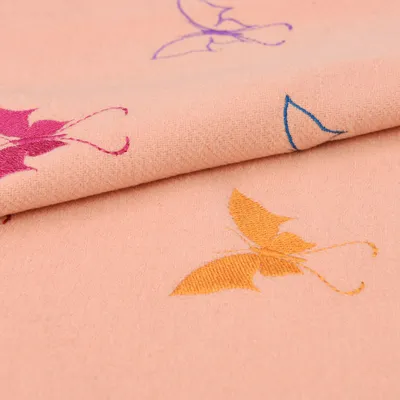 Wool Fabric with Butterfly Embroidered